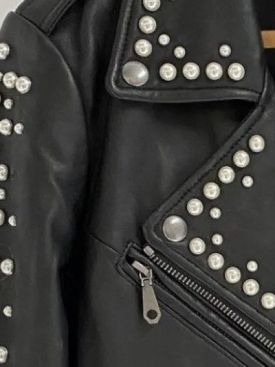 NWOT  Rebecca Minkoff Lambskin Pearl Studded Moto Jacket.  Size S - Picture 4 of 7